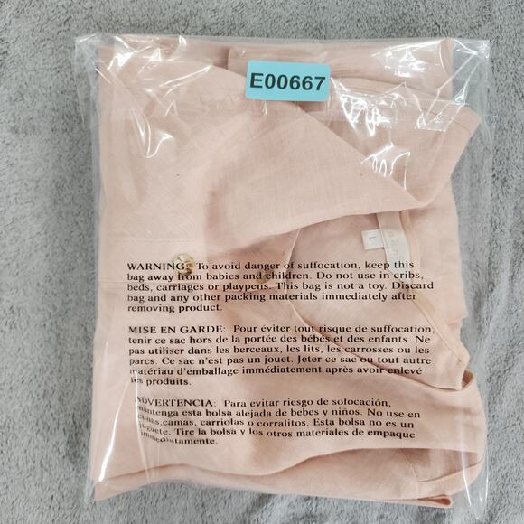 Kleen Top Womens Size L Orange Linen Button Up Crop Sleeve Blouse Lagenlook - Picture 11 of 11